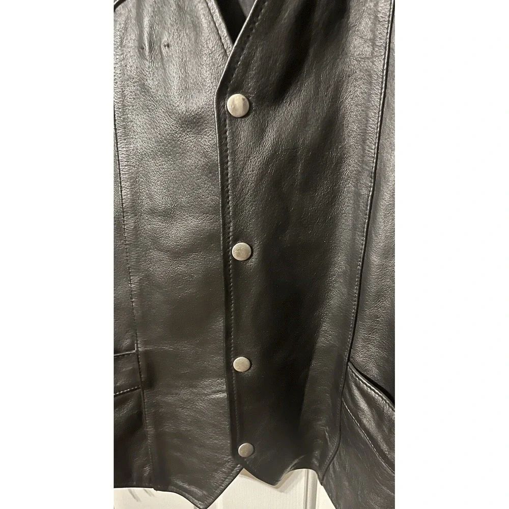 Brackney Leather Men's Black Leather Biker Vest, Size‎ 52